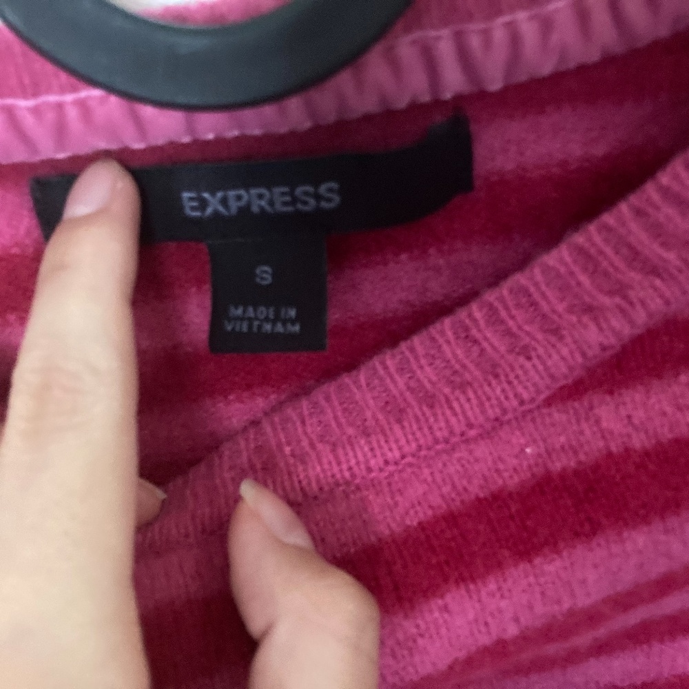EXPRESS red & hot pink striped sweater